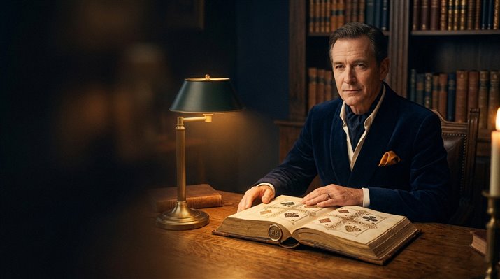 Osoba hrající karty u zeleného stolu